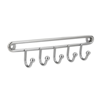 3 of 6:Home Basics Simplicity Key Rack With 5 Hooks, Brushed Satin Nickel, 7x1.4 Inches 