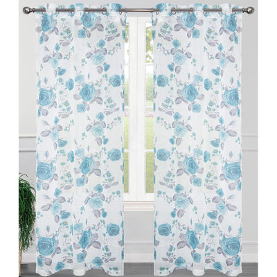 2 of 4:Panneau de fenêtre transparent à œillets Garcia, imprimé roses, 2-38 x 84 pouces 