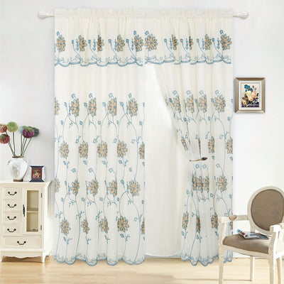 5 of 10:Alice Floral Embroidered Panel With Valance and Backing, 55x84 Inches 
