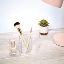 3 of 5:iDesign Clarity Plastic Divided Trio Cup Vanity Bathroom Accessory Organization, 3 Compartments 