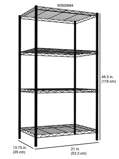 4 of 4:Home Basics 4 Tier Steel Wire Shelf, Black 