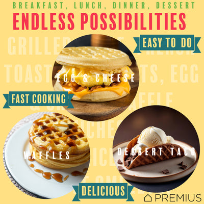 7 of 18:PREMIUS Ceramic Non-Stick Mini Snack Waffle Maker, 4 Inch Mold 