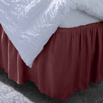 2 of 5:Detalles del hogar Cama envolvente con volantes Queen/King, Borgoña 