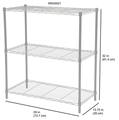 4 of 4:Home Basics 3 Tier Wide Steel Wire Shelf, Grey 