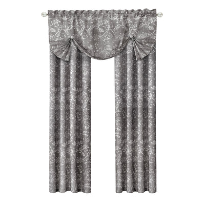 5 of 6:Panel de cortina para ventana con bolsillo para barra Charlotte - 52x63 - Gris 