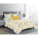 2 of 2:Clarinete Floral 5 Piece Oversized Reversible Quilt Set, Yellow-Gray 