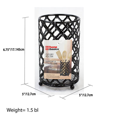 3 of 3:Home Basics Black Lattice Cutlery Holder 