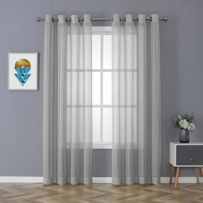 4 of 5:Whittier Stripe Matte Metallic Sheer Grommet Window Panel, 52x84 Inches 