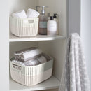 4 of 4:Simplify 2-Tone Decorative Large Storage Basket in Ivory 