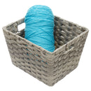 2 of 4:Home Basics Medium Faux Rattan Basket with Cut-out Handles, Grey 