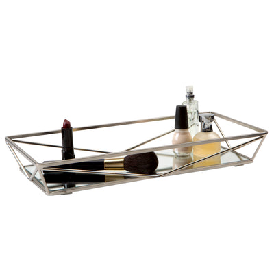 2 of 3:Home Details Geometric Mirrored Vanity Tray in Satin 
