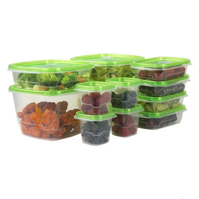 2 of 6:Home Basics Lot de 12 boîtes de conservation en plastique avec couvercles ventilés, vert 