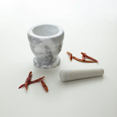 4 of 5:Home Basics Marble Mortar and Pestle, White 