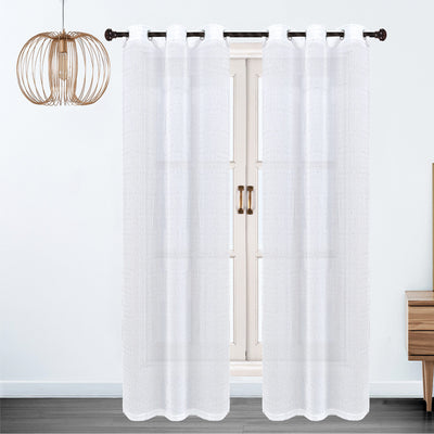 3 of 4:Sasha 2 Pack Sheer Metallic Embroidered Grommet Window Panel, 38x84 Inches Each 