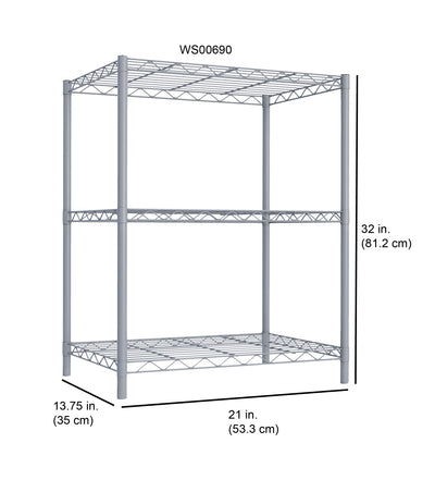 7 of 8:Home Basics 3 Tier Steel Wire Shelf, Grey 