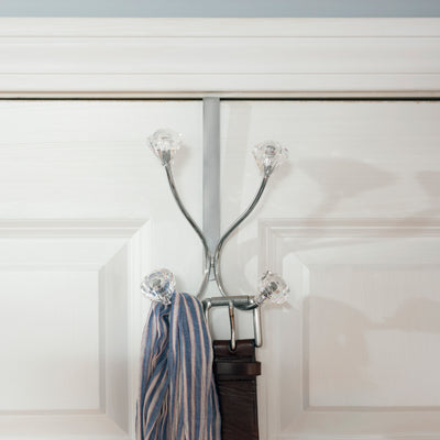 4 of 5:Crochet double de suspension pour porte Home Basics avec boutons en cristal 