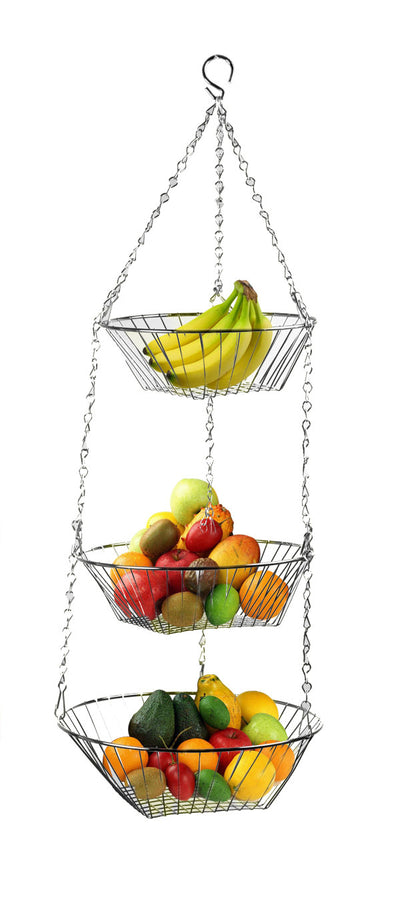 1 of 4:Cesta colgante de metal Home Basics, 3 niveles, redonda 