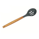 1 of 1:Home Basics Acacia & Silicone Slotted Spoon, Black, 3x14 Inches 