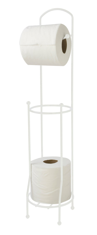 1 of 4:Home Basics Free-Standing Vinyl Coated Steel Dispensing Toilet Paper Holder, White 