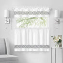 5 of 40:Paige Embroidered Kitchen Curtain and Valance Set, Tiers 55x36, Valance 55x13 Inches 