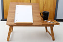 4 of 4:Plateau pour ordinateur portable Home Basics en bambou avec tiroir coulissant, naturel 