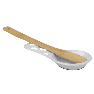 2 of 6:Home Basics Lattice Collection Cast Iron Spoon Rest, White 