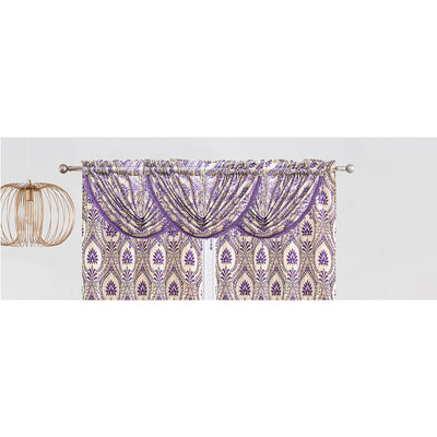 5 of 21:Lizet Damask Jacquard Rod Pocket Window Panel and Valance Treatments, All Sold Separately 