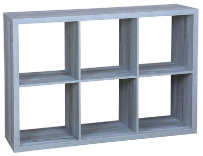 1 of 3:Home Basics Estante organizador de madera con 6 cubos abiertos, color gris 