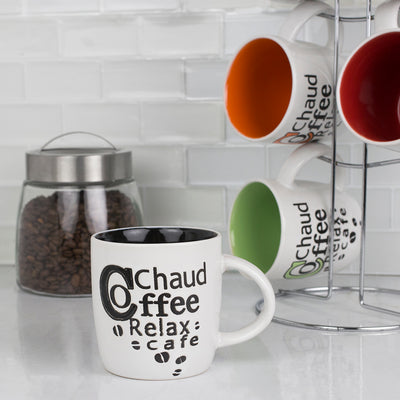 5 of 6:Home Basics Juego de tazas con soporte de 6 piezas 