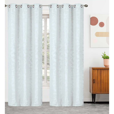 3 of 10:Serbia 2-Pack Room Darkening Embossed Leaf Grommet Window Panel, 76x84 Inches 
