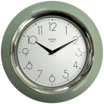 1 of 2:PREMIUS Two-Tone Round Layered Analog Wall Clock, Green, 10 Inches 
