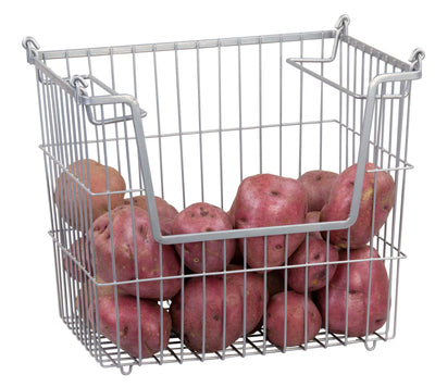 1 of 6:Home Basics Steel Wire Large Stackable Basket with Handles, Grey, 14x11.5x9.75 Inches 