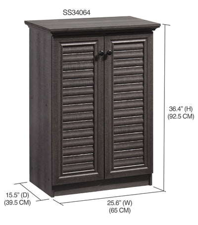 2 of 2:Home Basics 4 Tier Shoe Cabinet with Louvered Doors, Ash 