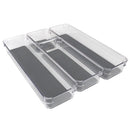 3 of 5:Home Basics Juego de organizador de cajones de plástico con revestimiento de goma, apilable, 4 piezas, almacenamiento multiusos, cuatro compartimentos, gris 