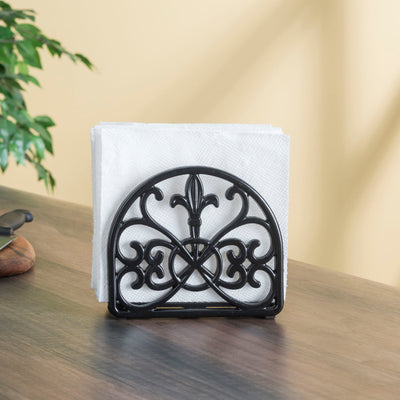 7 of 7:Home Basics Fleur De Lis - Servilletero de hierro fundido, color negro, 5.5 x 2.25 pulgadas 