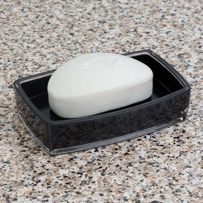3 of 4:Home Basics Acrylic Plastic Soap Dish, Black 