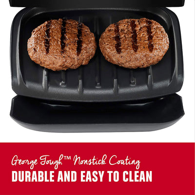 2 of 8:George Foreman GR0040B Parrilla clásica para 2 porciones, color negro 