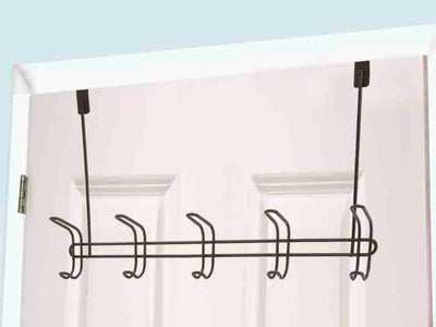 1 of 3:Patère de porte à 5 crochets en acier Home Basics, bronze 