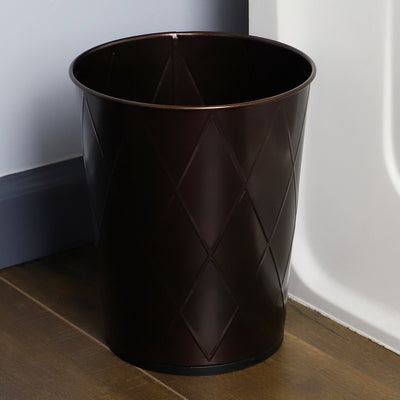 4 of 4:Poubelle Home Basics Diamond à couvercle ouvert de 8 litres (9,5 po x 10,25 po), bronze 
