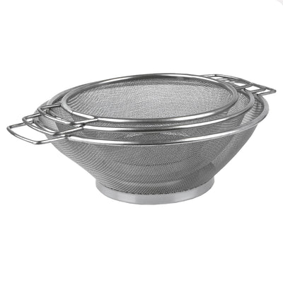 2 of 6:Ensemble de 3 passoires en acier inoxydable Home Basics, argentées 