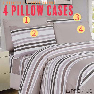 10 of 12:PREMIUS Premium Sand Stripes 4 & 6 Piece Microfiber Printed Wrinkle-Free Sheet Set 