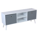 1 of 2:Home Basics TV Stand with 2 Non-Woven Bins, White 