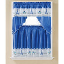 1 of 1:Ensemble de rideaux de cuisine brodés Esty Paris, bleu, Swag 60x36, 30x36 pouces 