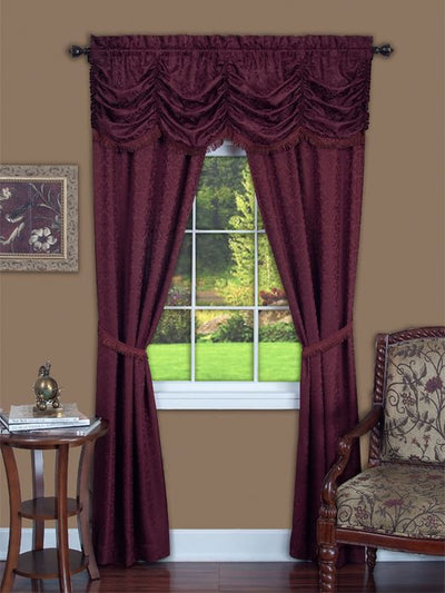 1 of 1:Panache 5 Piece Window Curtain Set - 55x63 - Burgundy 