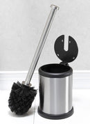 5 of 5:Bath Bliss Escobillero y soporte para inodoro con tapa de cierre automático en acero inoxidable 