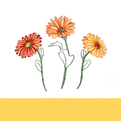 3 of 3:Gerbera Daisy Embellished Cottage Kitchen Curtain Set, 58x36 Inches 