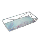 1 of 2:Plateau de toilette géométrique en marbre métallisé et agate chromé 