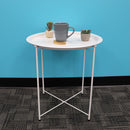 2 of 3:Table d'appoint ronde pliable et polyvalente en métal Home Basics, blanc mat 