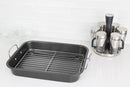 5 of 6:Home Basics Roast Pan with Grill Rack, Grey 