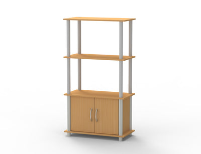 1 of 1:Home Basics 4 Tier Storage Shelf with Cabinet, Natural 